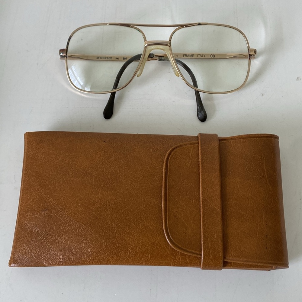Vintage Sferoflex Aviator Oversize Men’s Goldtone Eyeglasses - Made in Italy. - Picture 2 of 16